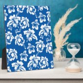 Hawaïaans blauwe bloempatroon fotoplaat (Zijkant)
