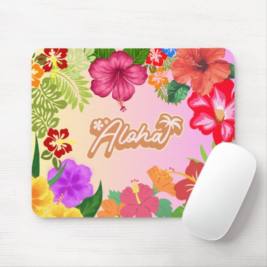 Hawaiaans bloemendeskaccessoire muismat (Met muis)
