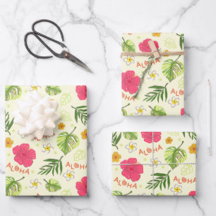 Hawaiaans bloemenverpakkings papier, hibiscus cade inpakpapier vel