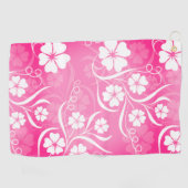 Hawaïaans bloemig patroon roze wit golfhanddoek (Horizontaal)