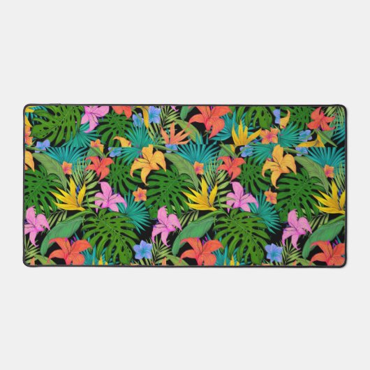 Hawaïaans bloemig tropisch blad bureaumat (Voorkant)