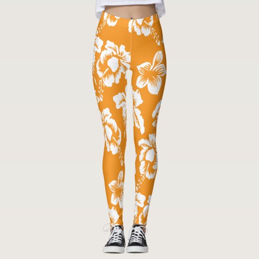 Hawaïaans bloemmotief leggings (Voorkant)