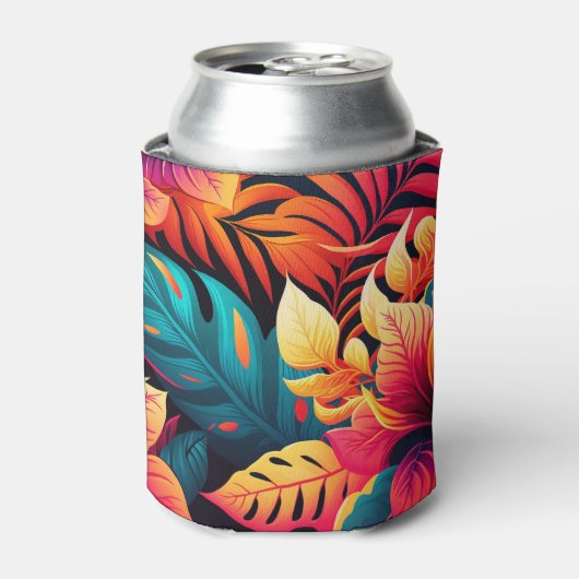 Hawaïaans bloesem helder floreel tropisch patroon blikjeskoeler (Blikje Voorkant)