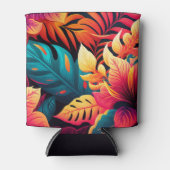 Hawaïaans bloesem helder floreel tropisch patroon blikjeskoeler (Voorkant)