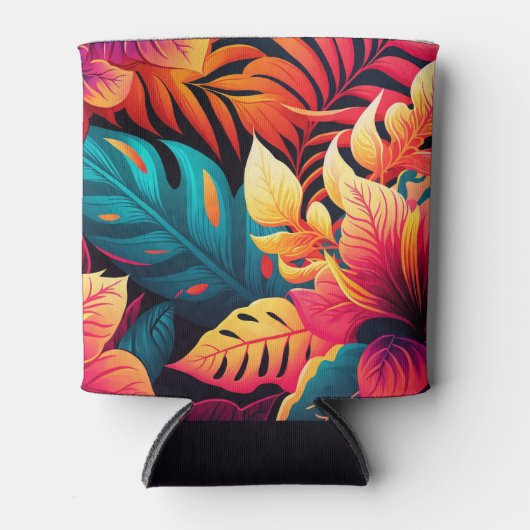 Hawaïaans bloesem helder floreel tropisch patroon blikjeskoeler (Voorkant)