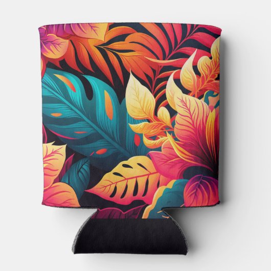 Hawaïaans bloesem helder floreel tropisch patroon blikjeskoeler (Achterkant)