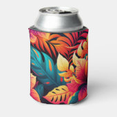 Hawaïaans bloesem helder floreel tropisch patroon blikjeskoeler (Blikje Achterkant)