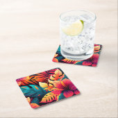 Hawaïaans bloesem helder floreel tropisch patroon kartonnen onderzetters (Insitu)