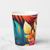 Hawaïaans bloesem helder floreel tropisch patroon papieren bekers (Links)