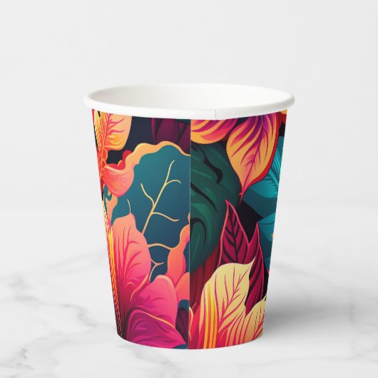 Hawaïaans bloesem helder floreel tropisch patroon papieren bekers (Rechts)