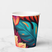 Hawaïaans bloesem helder floreel tropisch patroon papieren bekers (Voorkant)