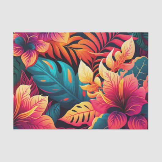 Hawaïaans bloesem helder floreel tropisch patroon tissuepapier (Voorkant)