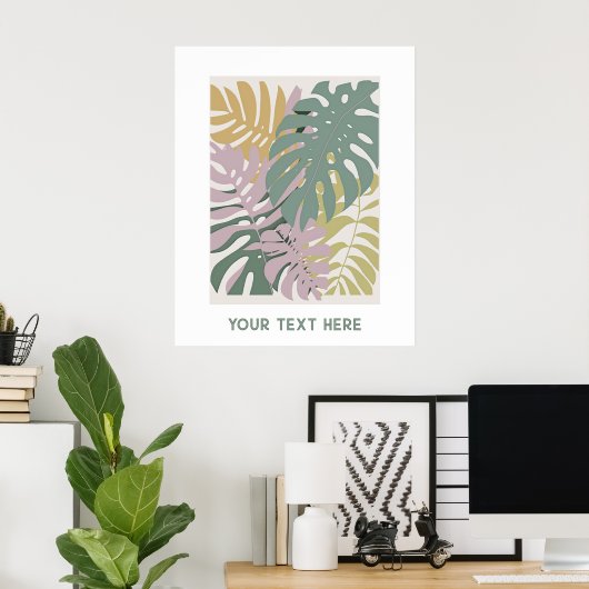 Hawaïaans decor monstera bladeren | poster (Thuiskantoor)