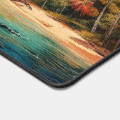 Hawaïaans eiland, palmboom, boot, roze bureaumat (Hoek)