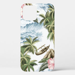 Hawaïaans  eiland, palmboom, boot, roze Case-Mate iPhone case