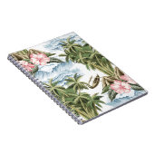 Hawaïaans  eiland, palmboom, boot, roze notitieboek (Rechterzijde)