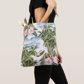 Hawaïaans eiland, palmboom, boot, roze tote bag (Dichtbij)