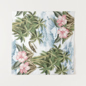 Hawaïaans eiland, palmboom, boot, roze wandkleed (Voorkant (horizontaal))