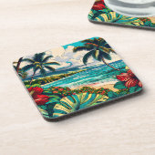  Hawaïaans eiland thema Bier Onderzetter (Linkerzijde)