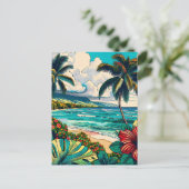  Hawaïaans eiland thema | Contact houden Briefkaart (Staand voorkant)