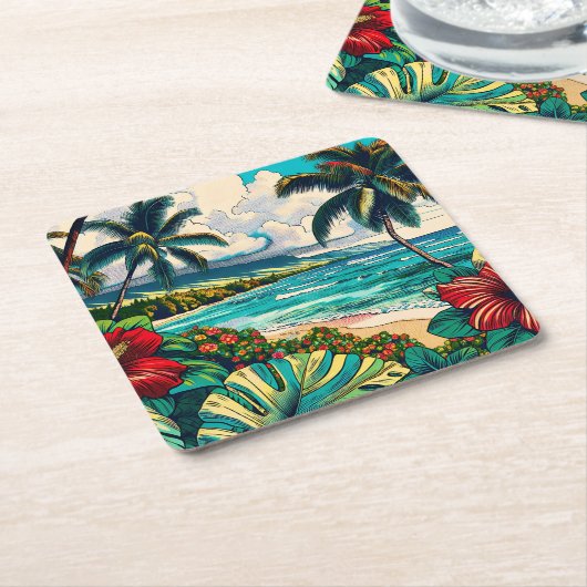  Hawaïaans eiland thema Kartonnen Onderzetters (Schuin)