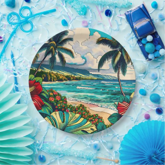  Hawaïaans eiland thema Papieren Bordje (Feest)