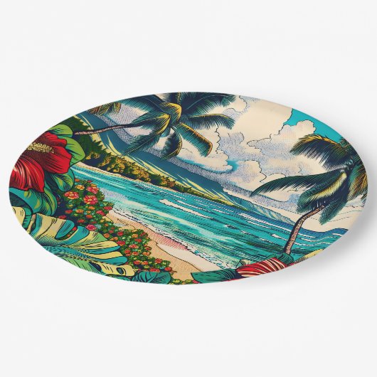  Hawaïaans eiland thema Papieren Bordje (Gekanteld)