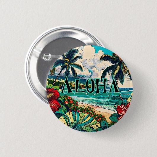  Hawaïaans eiland thema Ronde Button 5,7 Cm (Voorkant /achterkant)
