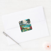 Hawaïaans eiland thema Vierkante Sticker (Envelop)