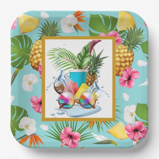 Hawaiaans Feest Papieren Bordje (Voorkant)