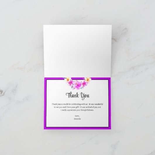 Hawaiaans feest tropische bloemen afstuderen bedankkaart (Binnen)