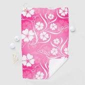 Hawaiaans gebloemd patroon roze wit golfhanddoek (Insitu)