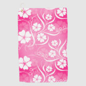 Hawaiaans gebloemd patroon roze wit golfhanddoek (Voorkant)