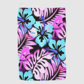 Hawaiaans gebloemd patroon Tropisch roze aqua blau Golfhanddoek (Voorkant)