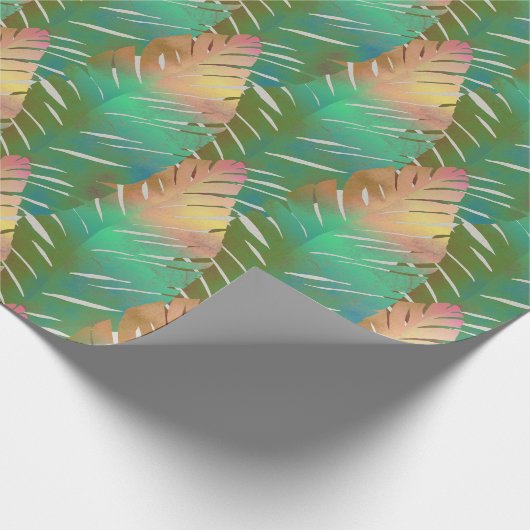 Hawaïaans gedrukt bananenblad cadeaupapier (Hoek)