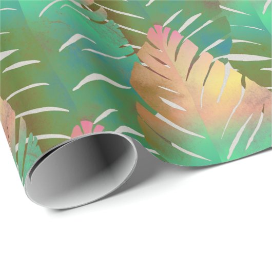 Hawaïaans gedrukt bananenblad cadeaupapier (Rol Hoek)
