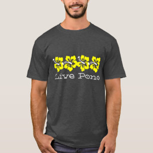 Hawaïaans geel Hibiscus LEVENDE PONO Surfer Retro T-shirt
