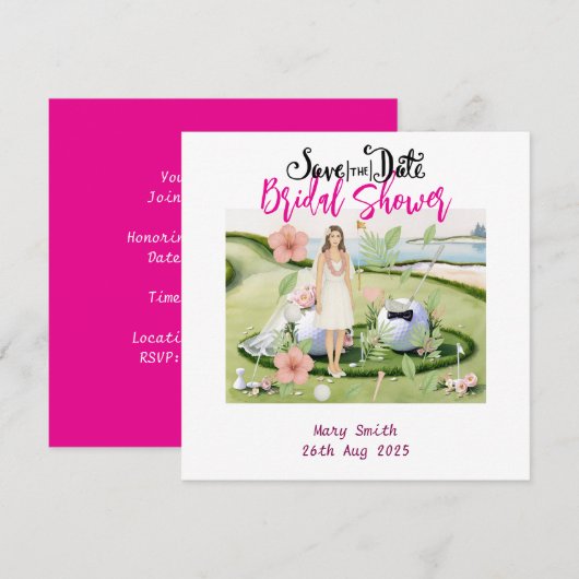 Hawaiaans golf thema Bruidsdiner Afscheidscadeau Save The Date (Voorkant / Achterkant)