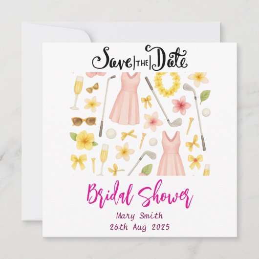 Hawaiaans golf thema Bruidsdiner Afscheidscadeau Save The Date (Voorkant)