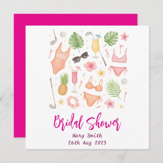 Hawaiaans golf thema Bruidsmeisjes Borrel Afscheid Save The Date (Voorkant / Achterkant)