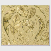 Hawaïaans goud tropisch blad monstera blad patroon cadeaupapier (Vlak)
