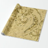 Hawaïaans goud tropisch blad monstera blad patroon cadeaupapier (Uitgerold)