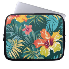 Hawaiaans Hibiscus Jungle Patroon Laptop Sleeve