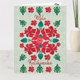 Hawaïaans hibiscus kerst quiltpatroon  kaart