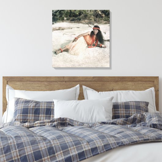 Hawaïaans Hula Meisje Circa 1909 Canvas Afdruk (Insitu (Slaapkamer))
