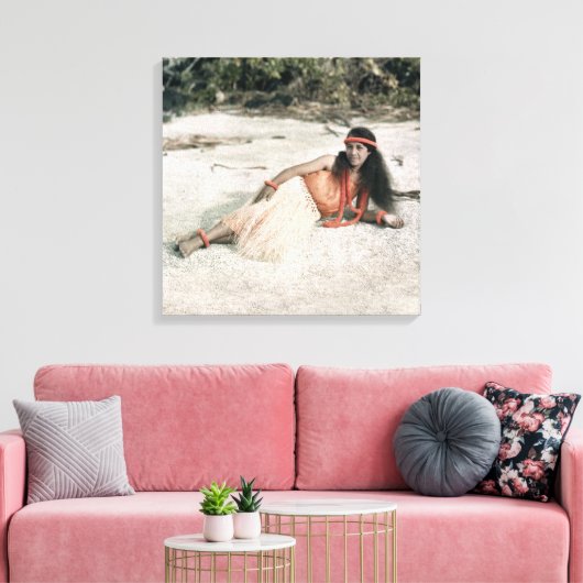 Hawaïaans Hula Meisje Circa 1909 Canvas Afdruk (Insitu (Woonkamer))