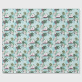 Hawaïaans Landschap Flamingo Waterverf Patroon Cadeaupapier (Vlak)