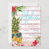 Hawaiaans Luau Ananas Tropisch Meisje Verjaardag Kaart (Voorkant)