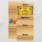 Hawaiaans Luau-feest of trouwmenu Menu (Voorkant / Achterkant)