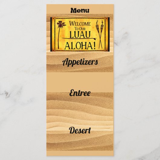 Hawaiaans Luau-feest of trouwmenu Menu (Voorkant)